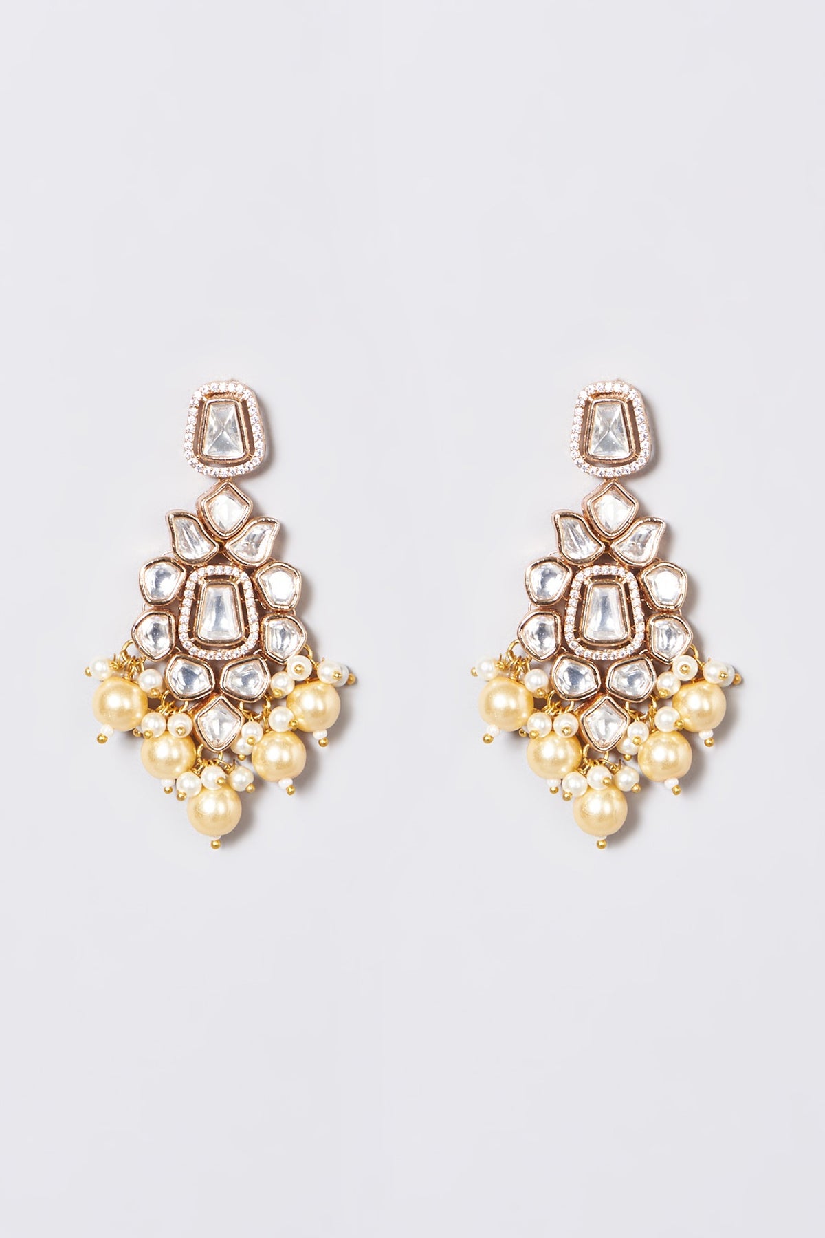White Finish Kundan Polki & Pearl Necklace Set