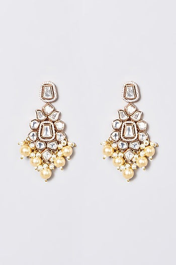 White Finish Kundan Polki & Pearl Necklace Set