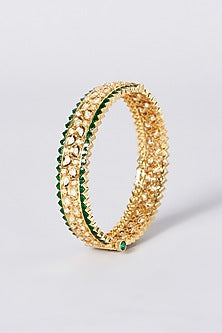 Gold Finish Kundan Polki Kada (Set of 2)