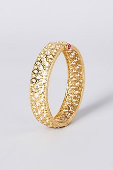 Gold Finish Kundan Polki Kadas (Set of 2)