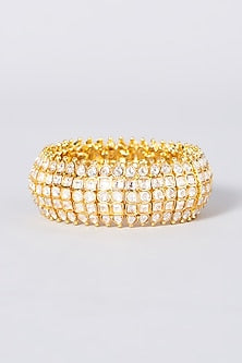 Gold Finish Kundan Polki & Diamond Kada