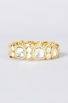 Gold Finish Kundan Polki & Diamond Kada