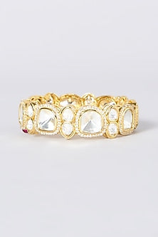 Gold Finish Kundan Polki & Diamond Kada