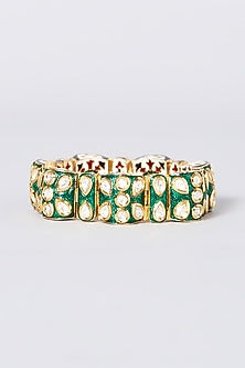 Gold Plated Kundan Polki Meenakari Openable Kada