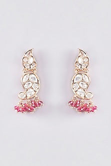 Gold Plated Pink Kundan Polki Necklace Set