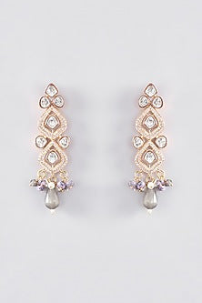 Gold Plated Kundan Polki & Grey Pearl Necklace Set