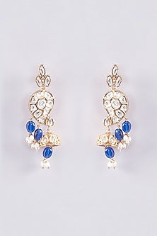 Gold Plated Blue Kundan Polki Necklace Set
