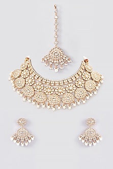 Gold Plated Kundan Polki Necklace Set