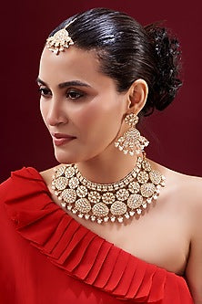 Gold Plated Kundan Polki Necklace Set