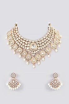 Gold Plated Kundan Polki Necklace Set