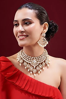 Gold Plated Kundan Polki Necklace Set