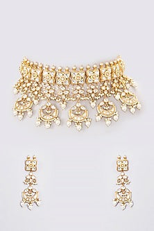Gold Plated Kundan Polki Necklace Set