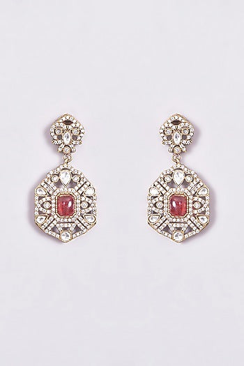 White Finish Ruby & Pearl Choker Necklace Set
