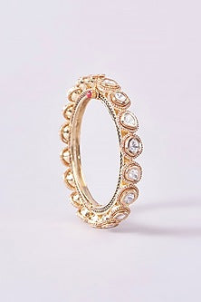 Gold Finish Kundan Polki Bangles (Set Of 2)
