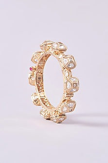 Gold Finish Kundan Polki Pacheli Kada