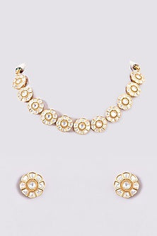 Gold Plated Kundan Polki Choker Necklace Set