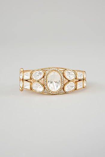 Gold Finish Moissanite Kada
