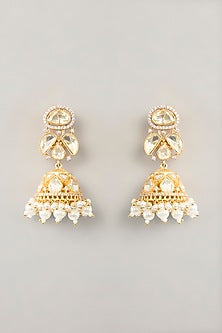 Gold Finish Moissanite & Pearl Necklace Set