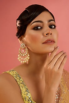 Gold Finish Moissanite Chandbali Earrings