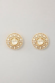 Gold Finish Moissanite Stud Earrings