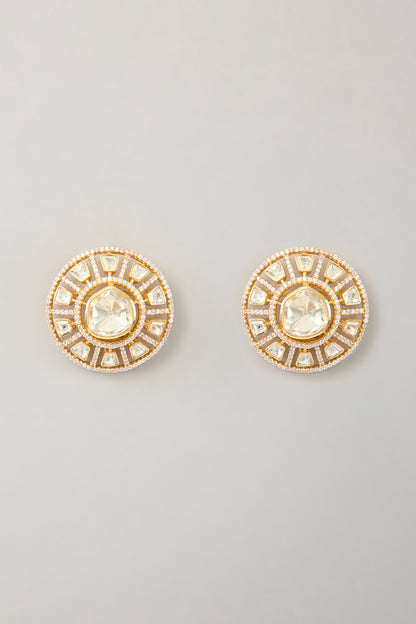 Gold Finish Moissanite Stud Earrings