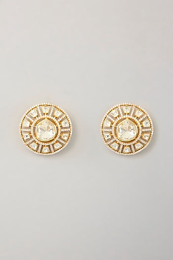 Gold Finish Moissanite Stud Earrings