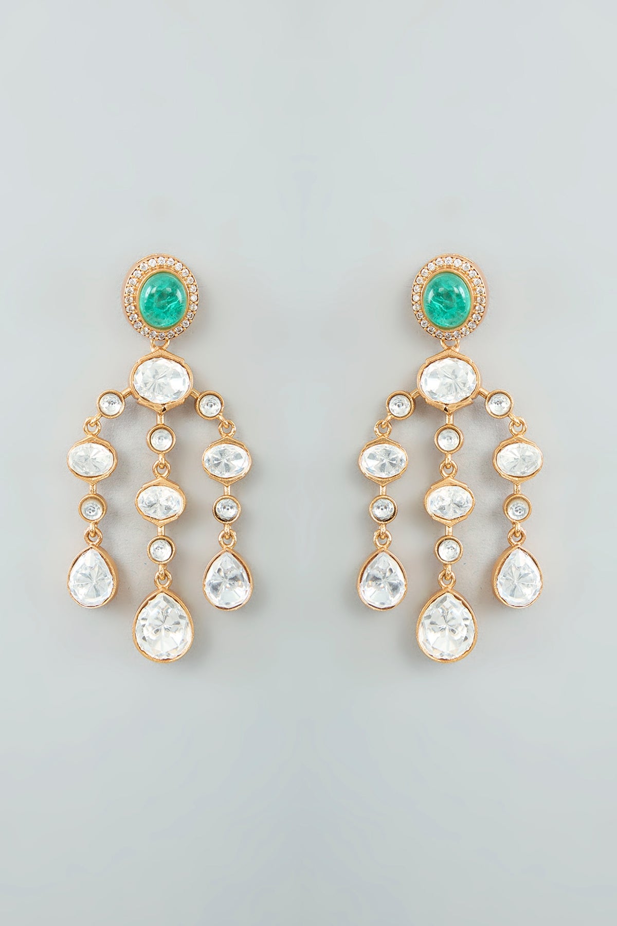 Gold Finish Moissanite Dangler Earrings