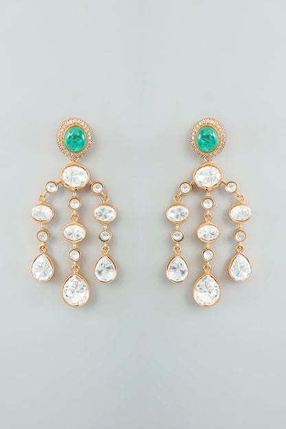 Gold Finish Moissanite Dangler Earrings