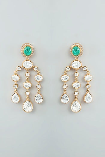 Gold Finish Moissanite Dangler Earrings