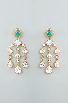 Gold Finish Moissanite Dangler Earrings