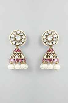Gold Finish Moissanite Jhumka Earrings