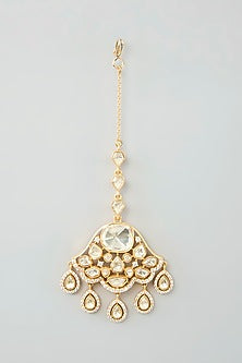 Gold Finish Moissanite Maangtikka