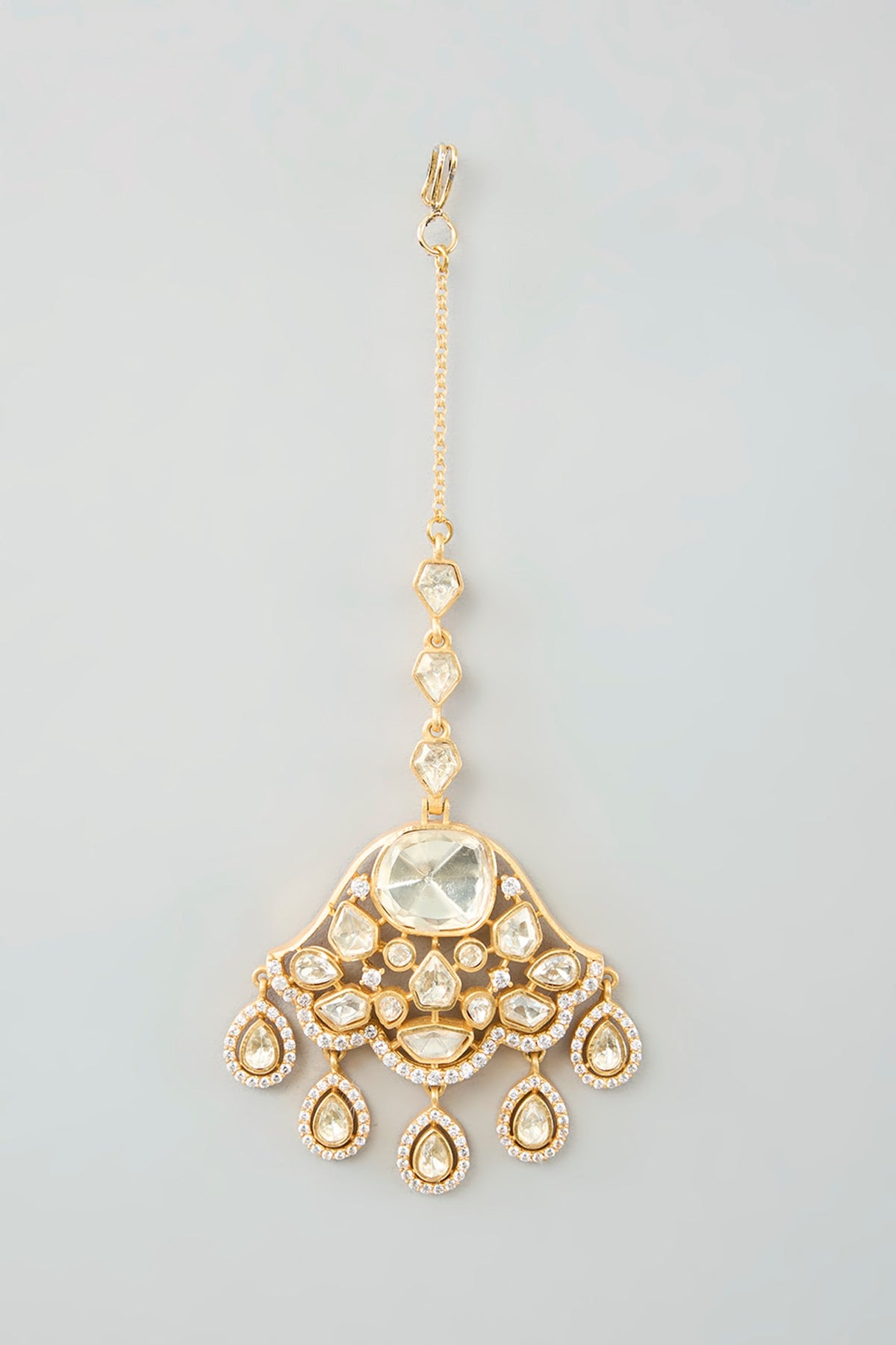 Gold Finish Moissanite Maangtikka