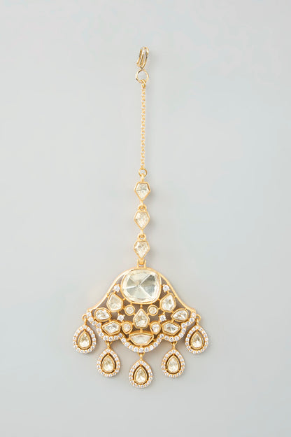 Gold Finish Moissanite Maangtikka
