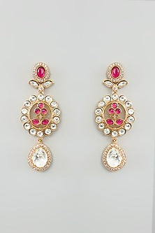 Gold Plated Kundan Polki & Pink Stone Resin Necklace Set