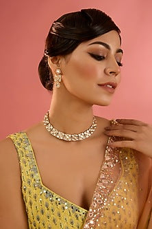 Gold Finish Moissanite Choker Necklace Set