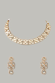Gold Finish Moissanite Choker Necklace Set
