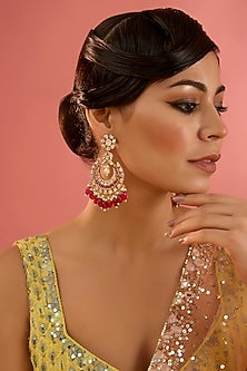 Gold Finish Moissanite Chandbali Earrings