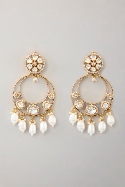 Gold Finish Moissanite Chandbali Earrings