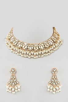 Gold Plated Kundan Polki Necklace Set