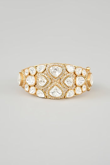 Gold Finish Moissanite Kada