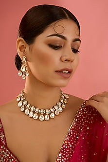 Gold Finish Moissanite Necklace Set