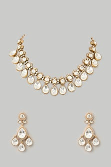 Gold Finish Moissanite Necklace Set
