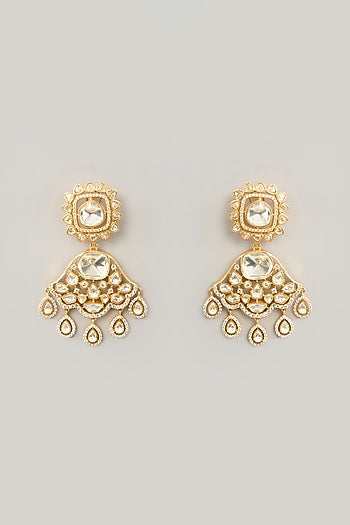 Gold Finish Moissanite & Pearl Necklace Set