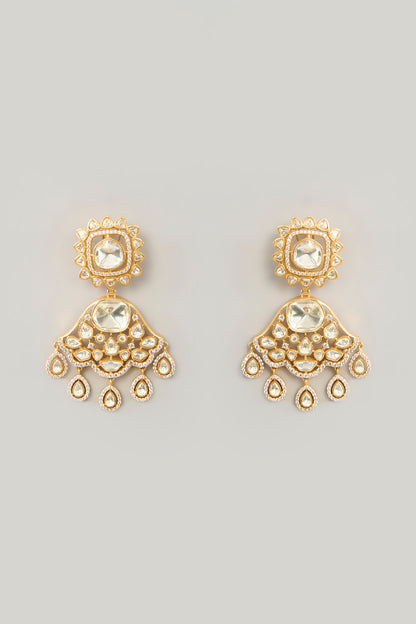 Gold Finish Moissanite & Pearl Necklace Set