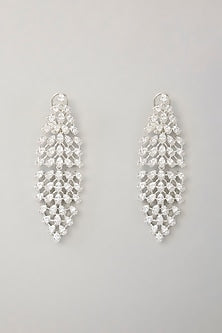 White Finish Diamond Dangler Earrings