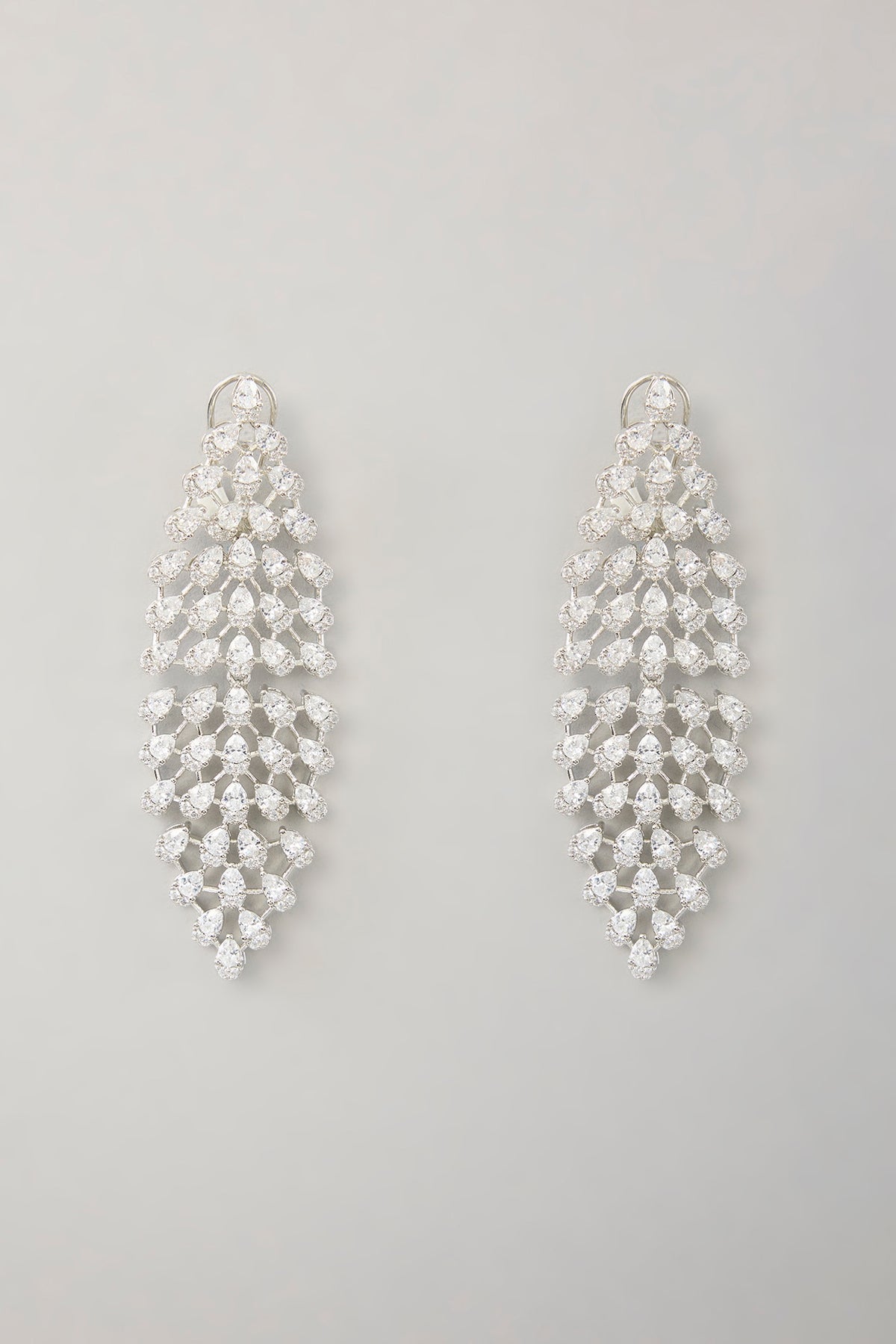 White Finish Diamond Dangler Earrings
