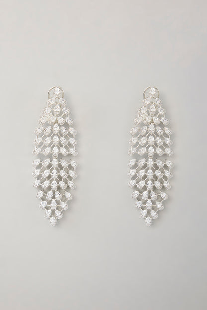 White Finish Diamond Dangler Earrings