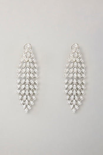 White Finish Diamond Dangler Earrings