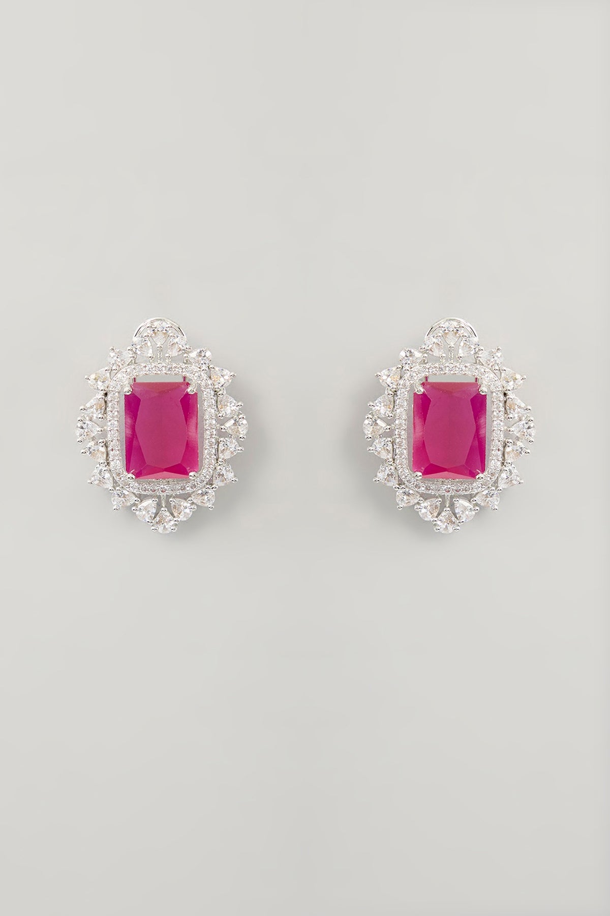 White Finish Diamond & Ruby Stone Choker Necklace Set